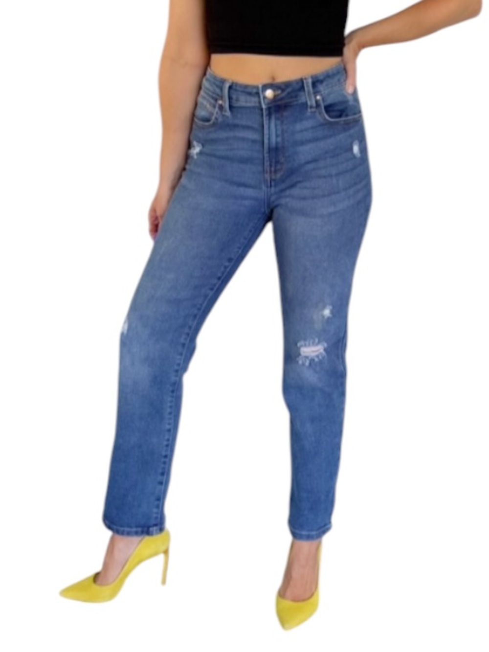 RACHEL Rachel Roy Chalet medium wash high rise straight leg jeans size 10/30
